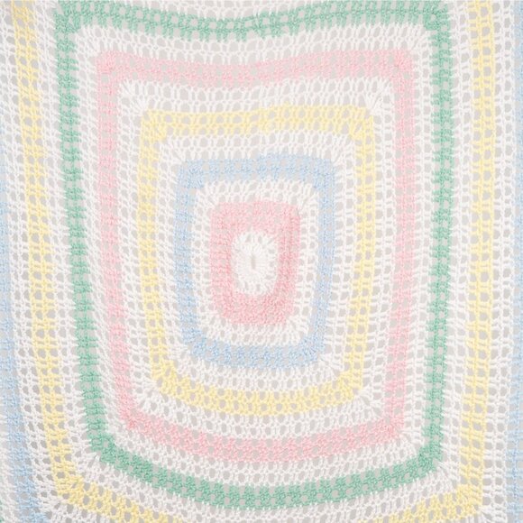 Handmade Pastel Crochet Blanket Throw Baby Nursery Colorful Classic Open Knit - Picture 3 of 5